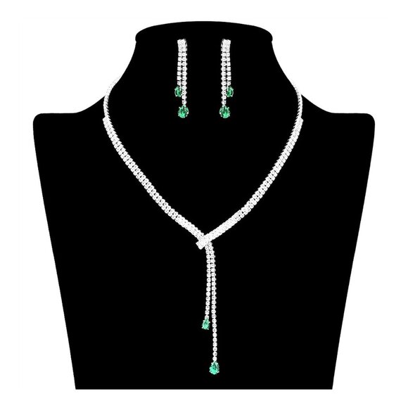 Tigerstars Emerald Green CZ Stone Paved Drop Necklace - Picture 1 of 1